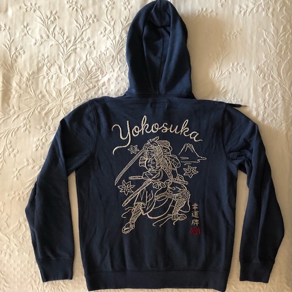 Lucky Brand Hoodie NWOT Jacket Embroidered Yokosuka Sweatshirt Size Small - Picture 11 of 12